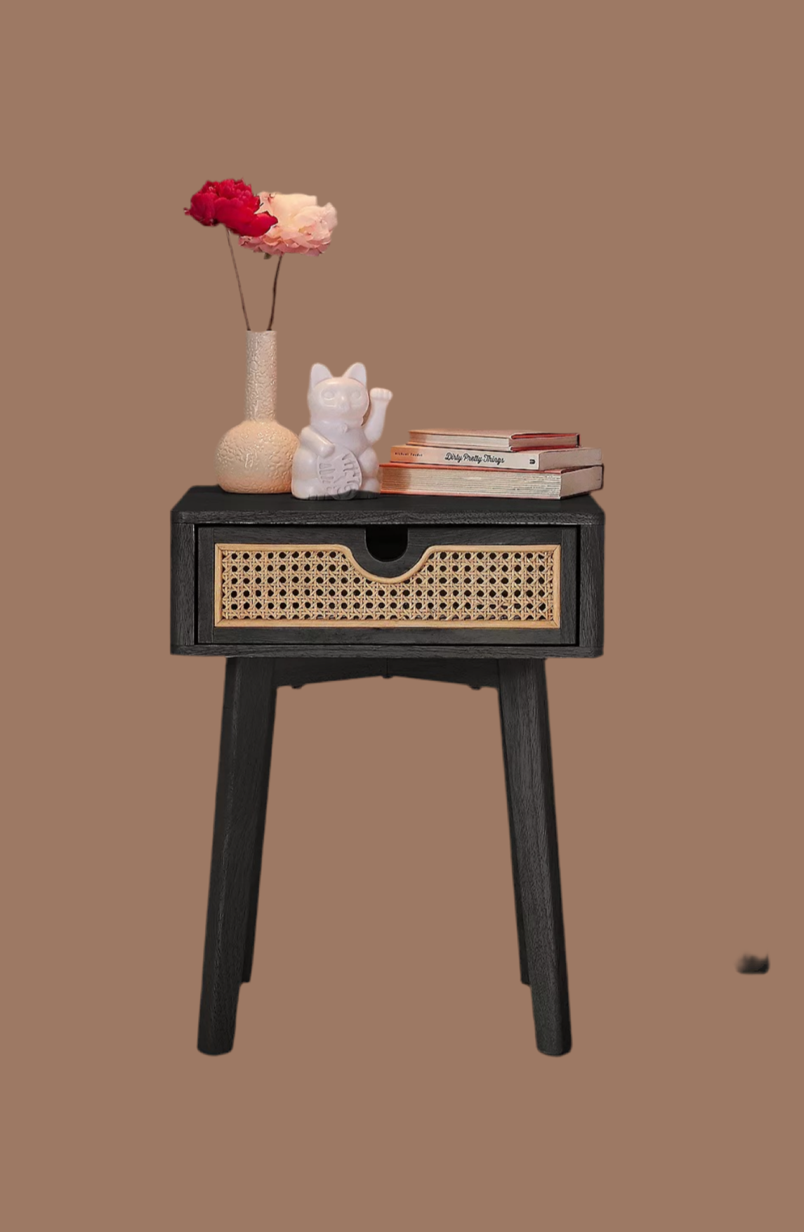 Single drawer Rattan bedside