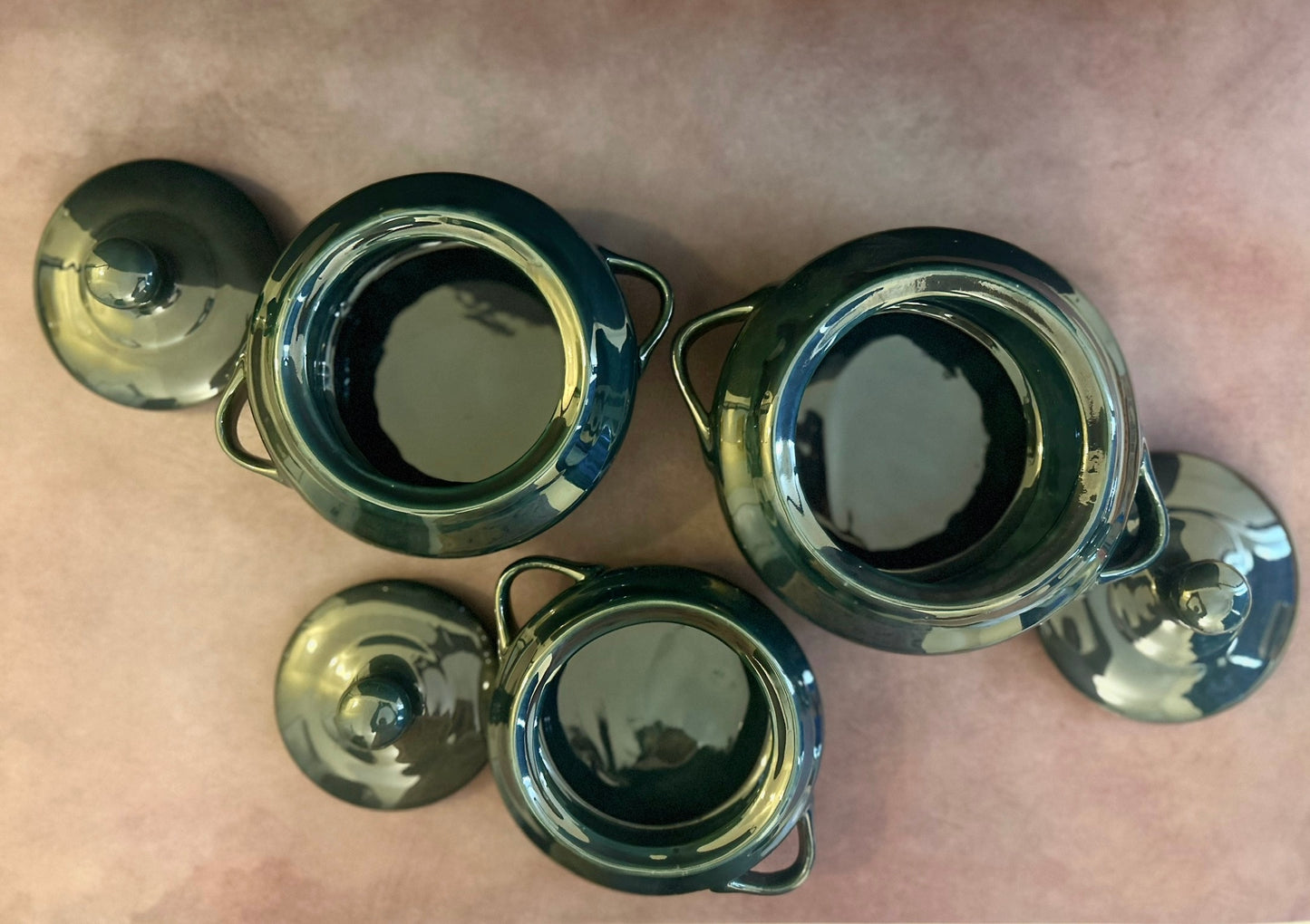 Glazy Green serving bowls (set of 3)