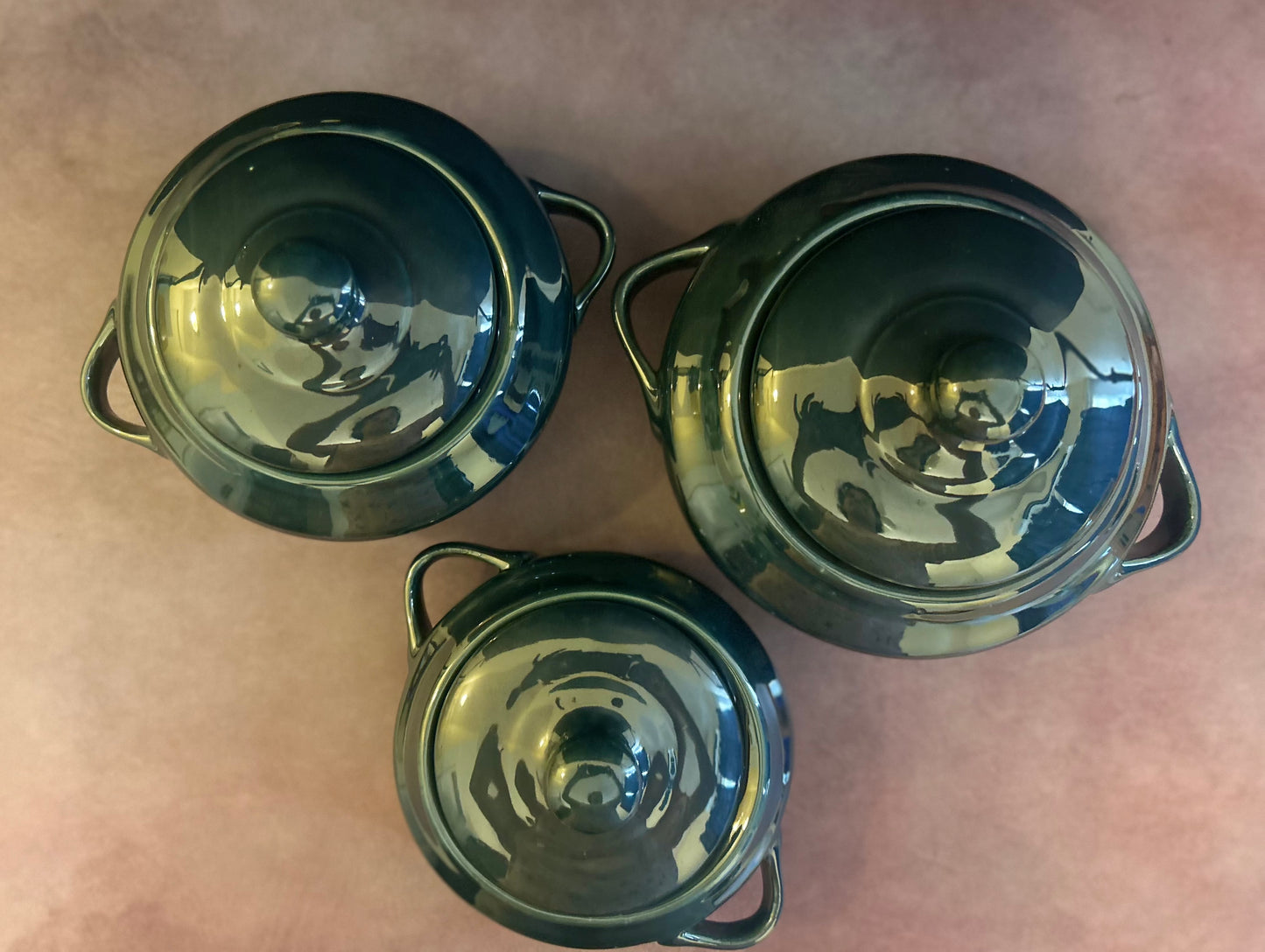 Glazy Green serving bowls (set of 3)