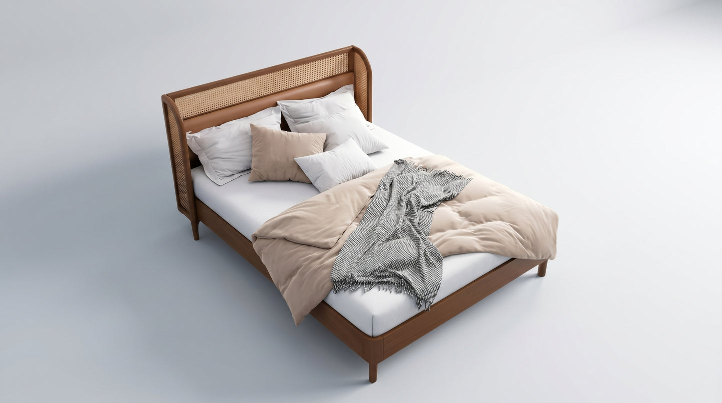 Caned Cushioned Bed