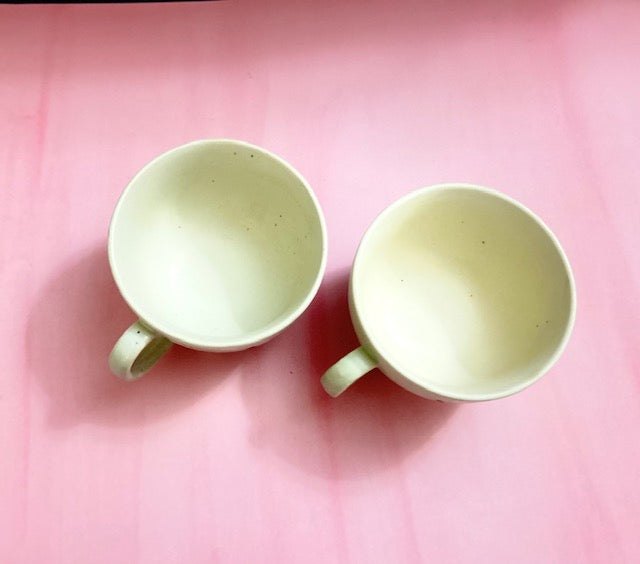 Leaf designed White Coffee mugs (Set of two)