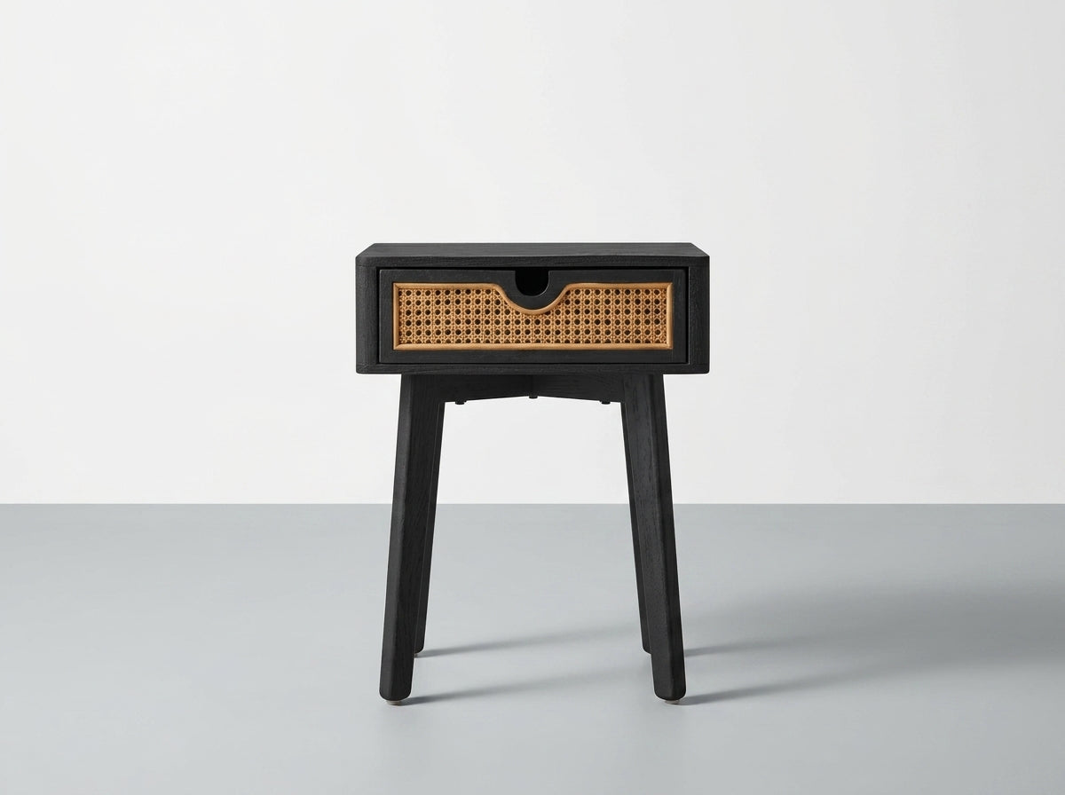 Single drawer Rattan bedside