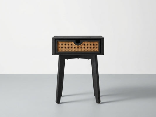 Single drawer Rattan bedside