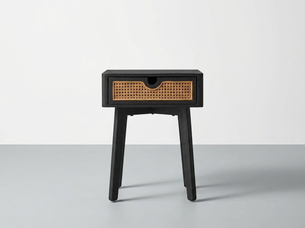 Single drawer Rattan bedside